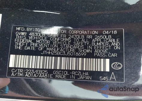 2018 Lexus Rc 350 from USA, damaged, VIN JTHHZ5BC3J5018699